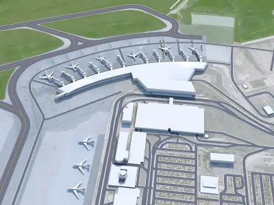 Winnipeg Airport 10km Low-poly 3D model