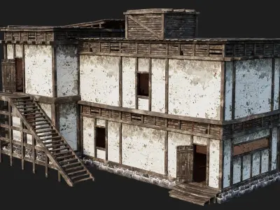 Old House Building 4K Textures GameReady 161 Low-poly 3D model