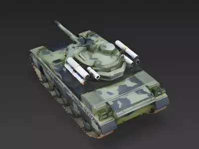Modern Forest Camo Battle Tank 3D Model Low-poly 3D model