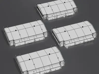 Airport Hangar Exterior Pack 3 Low-poly 3D model