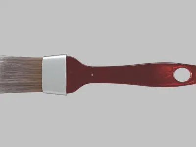 Paintbrush with red acrylic handle 3D model