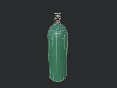 Oxygen Cylinder Low-poly 3D model