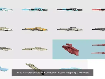 10 SciFi Sniper Gunblade A Collection - Fiction Weaponry 3D Model Pack purchase
