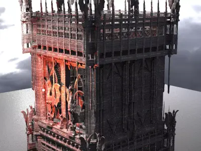 Dark Fire Drake Cathedral Tower  3D model