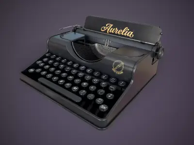 Vintage Mechanical Typewriter Low-poly 3D model
