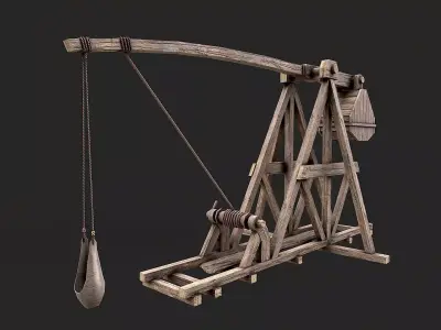 Medieval Siege Trebuchet 5 Low-poly 3D model