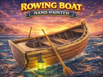 Rowing Boat Hand-Painted Low-poly 3D model