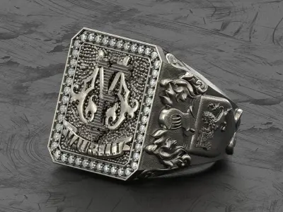 King Knight Signet Ring  3D print model