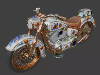Luxury Jeweled Mexican Talavera Cruiser Motorcycle Low-poly 3D model