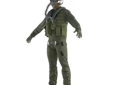 US Military Jet Fighter Pilot Rigged for Maya 3D model