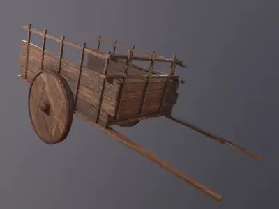 Old Wooden Cart 3D Model Low-poly 3D model