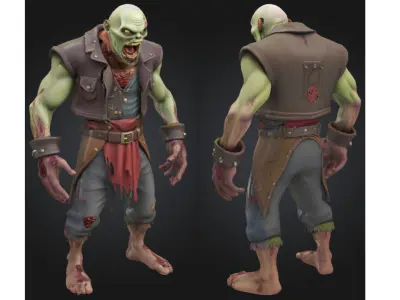 Fantasy Zombie Warrior Low-poly 3D model