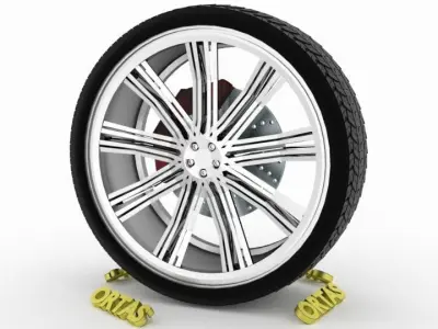 ORTAS CAR WHEEL RIM 121 GAME READY WHEEL RIM TIRE 3D model