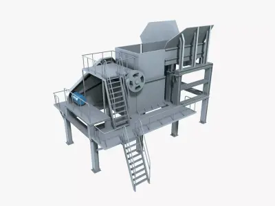 Industrial Shredder Machine Low-poly 3D model