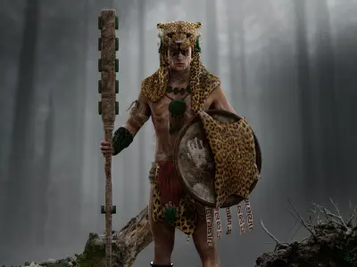 Mayan Warrior Low-poly 3D model