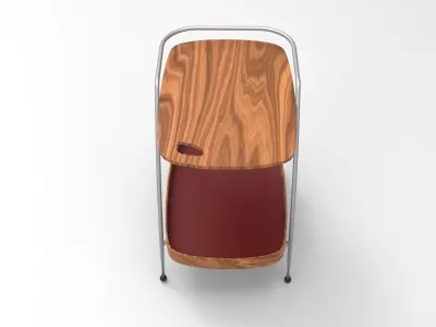 Trolley wooden with tray Low-poly 3D model