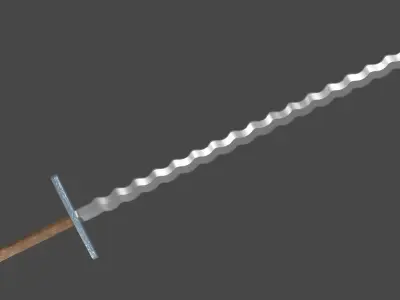 Flamberge sword with Grossmesser handle Low-poly 3D model