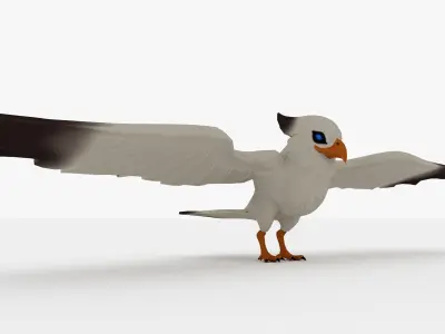 2in1 Eden Bird Rigged and Animated Low-poly 3D model