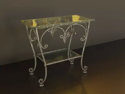 Metal table with glass top 3D model