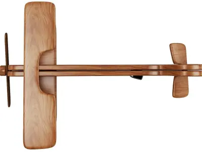 wooden toy airplane 3D model