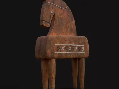 Rustic Hand Painted Toy Horse Low-poly 3D model