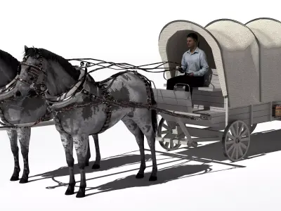 Horse-Drawn Wagon 2 3D model