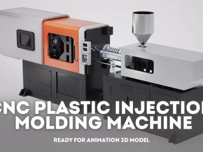 CNC Plastic Injection Molding Machine ready for animation Low-poly 3D model
