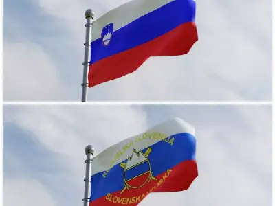 Animated Slovenia Flags 3D model