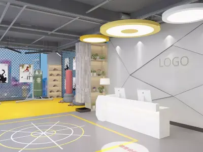 Gym with Reception and Patio 3D model