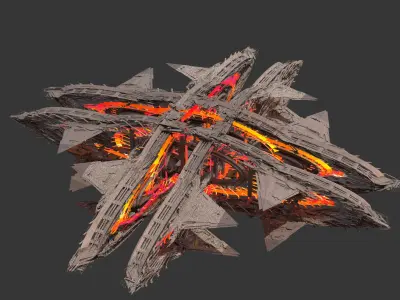 Cyberpunk magma oil rig fountain 3 3D model