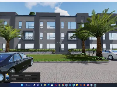 Industrial and commercial building 3d Model with roof garden  3D model