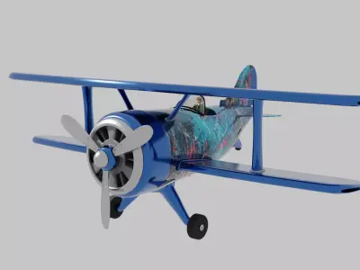 Biplane toy airplane Free low-poly 3D model