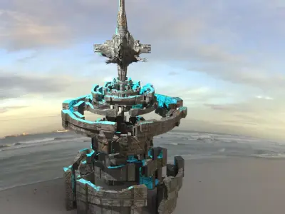 Babylon garden structure dome Sci Fi  Low-poly 3D model