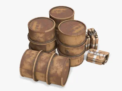 WW2 Water Storage Assets 01 Low-poly 3D model