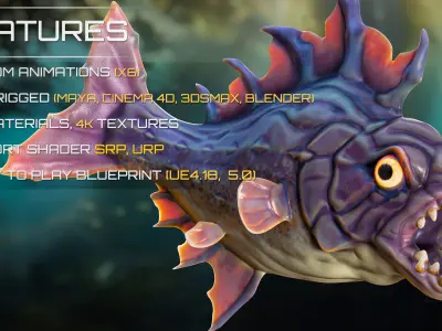 Fantasy Fish 06 - Aqua Life - Water Underwater Creature - 45 Low-poly 3D model