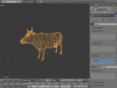 cow made in the blender Low-poly 3D model
