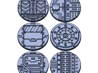 Sci-Fi Grated Floor Base Toppers 32mm Round Bases 3D print model purchase