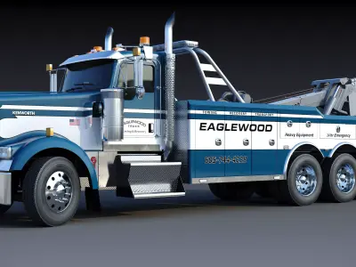 Kenworth W900 Wrecker truck Low-poly 3D model