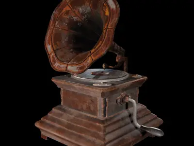 Gramaphone golden gramophone Low-poly 3D model