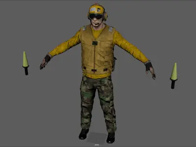US NAVY Flight Deck Crew Low-poly 3D model