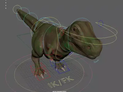 T Rex Character Fully Rigged for Maya ready for animation 3D model