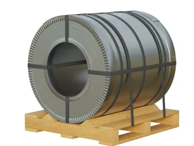 Steel Coil and Wooden Pallet 3D model