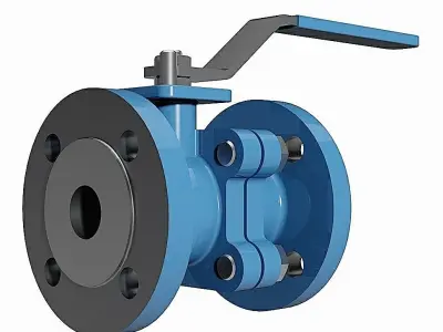 Two Piece Manual Ball Valves - DIN Flanged Ends -  3D model