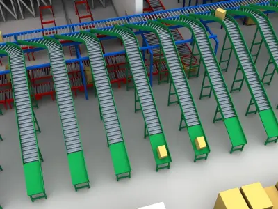 Warehouse with boxes Low-poly 3D model