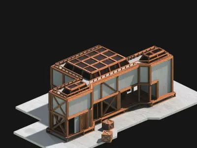 Medieval Low Poly Building Castle Wooden Village Stone House 27 Low-poly 3D model