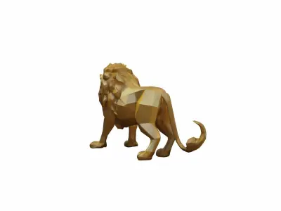 The Golden Lion Is A Majestic Symbol Of Power 3d Render 3D model purchase