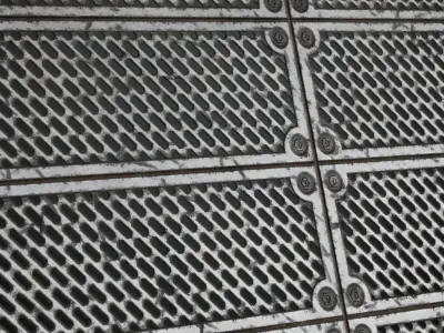 Industrial Bolted Slotted Metal Grate PBR Seamless Texture
