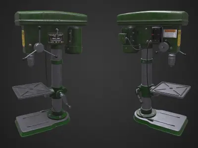 Vertical drill machine Low-poly 3D model
