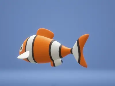 Orange Fish Low-poly 3D model