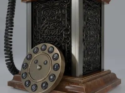 Low poly Old Antique Phone Low-poly 3D model